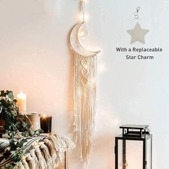 Boho Macrame Moon Star Wall Hanging Decor