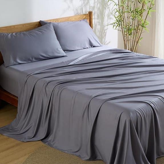 Bedsure Queen Bamboo Cooling Sheets Dark Grey