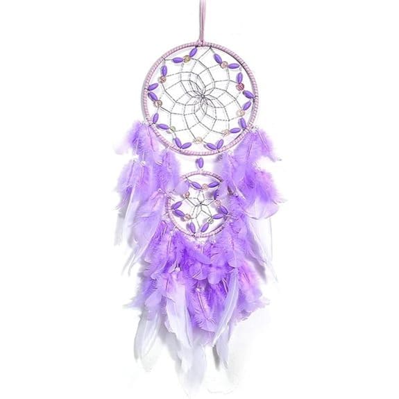Purple Dream Catcher Handmade Wall Decor (Dual Ring)