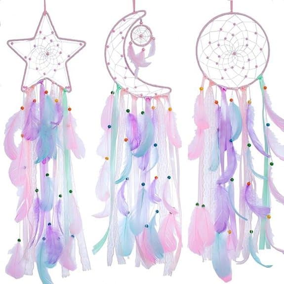 3 Pack Pink Dream Catchers for Girls Room