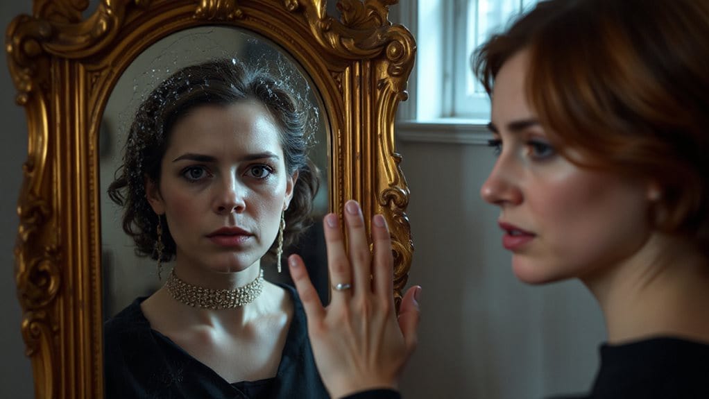 distorted reflection reveals fractured identity