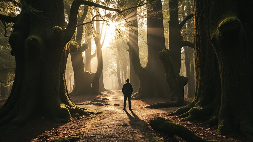 lost in shadowy forest