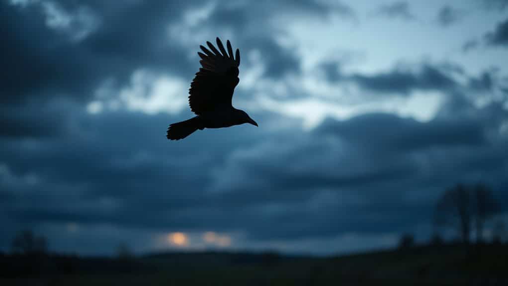 crow symbolizes rising awareness and new beginnings despite burdens
