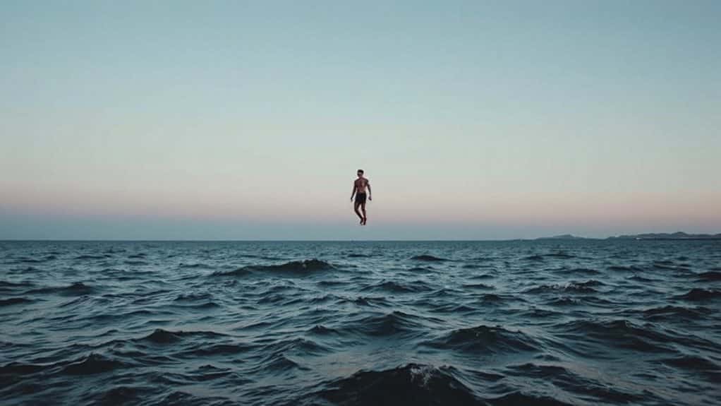 floating above ocean emotionally detached