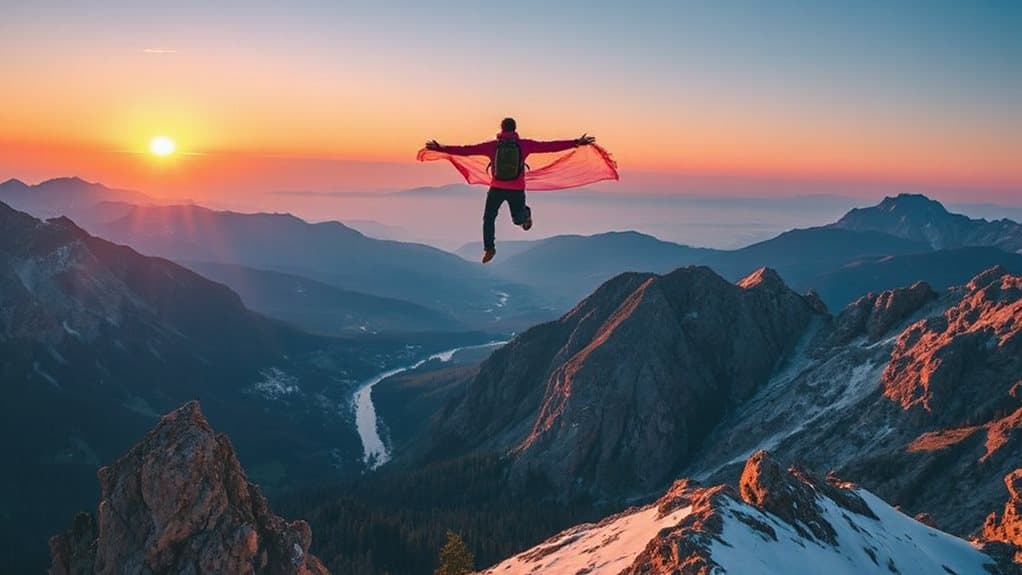 flying over mountains freedom achieved