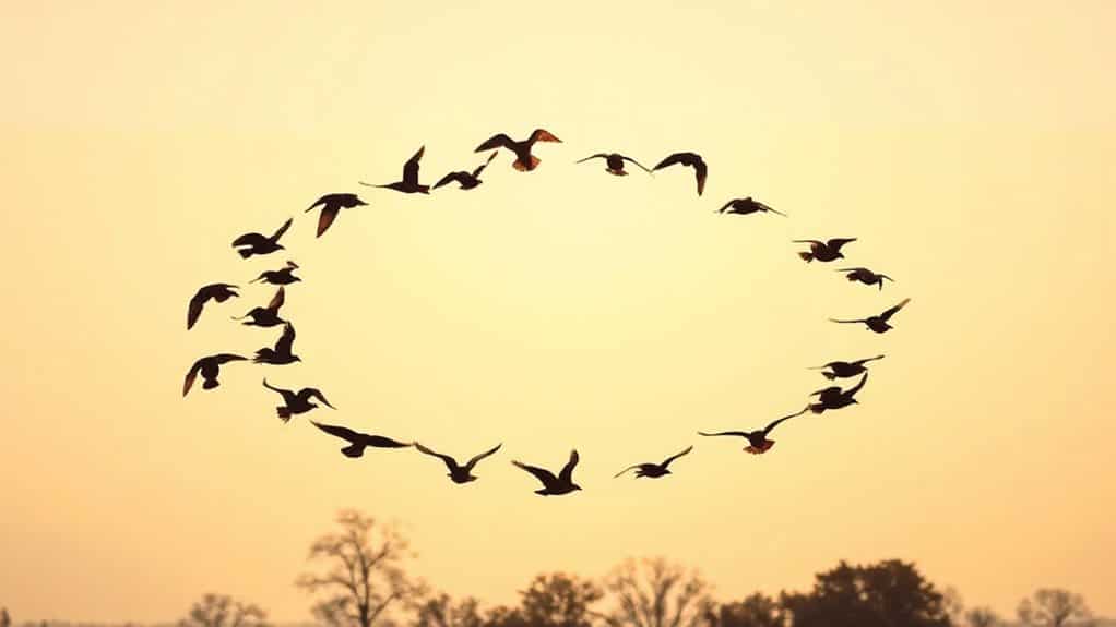 forward moving circling flock signals prosperity and growth
