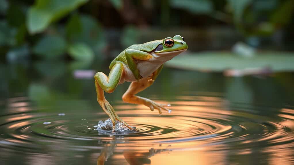 frog jumping on you change