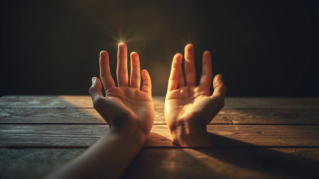 glowing hands signify empowered works