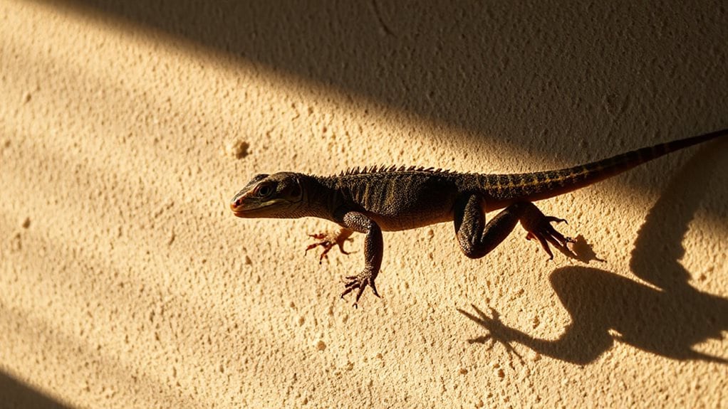 lizard runs across wall