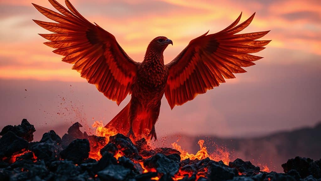 phoenix rises from ashes rebirth