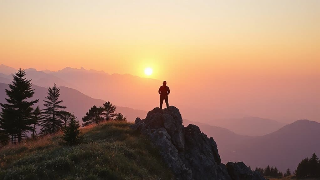 sunrise over mountain hopeful ascent