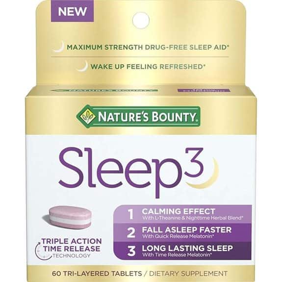 Nature’s Bounty Sleep3 Melatonin Sleep Aid (60 Tablets)